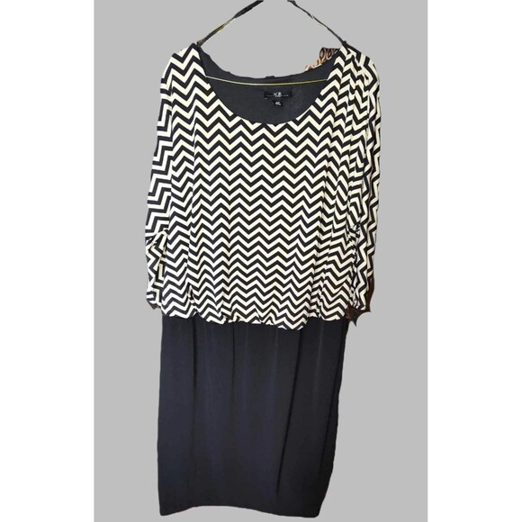 AGB Black and Tan Midi Dress with Half Sleeves - Picture 1 of 8